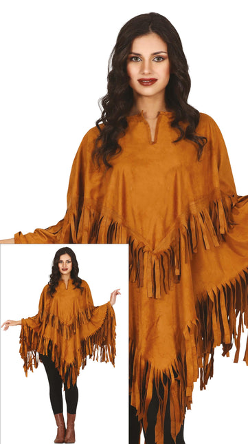 Poncho Dames Bruin M