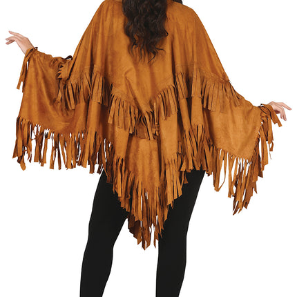 Poncho Dames Bruin M