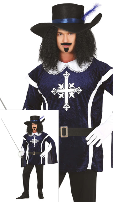 Musketier Kostuum Heren Blauw