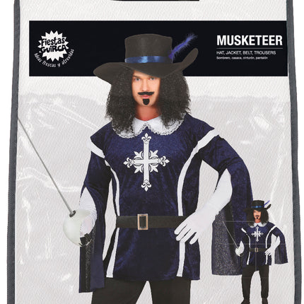 Musketier Kostuum Heren Blauw