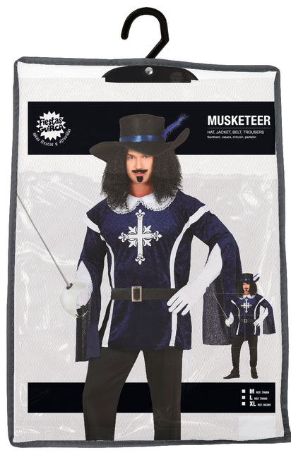 Musketier Kostuum Heren Blauw