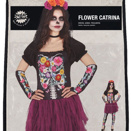 Skelet Halloween Kostuum Dames tutu bloemen