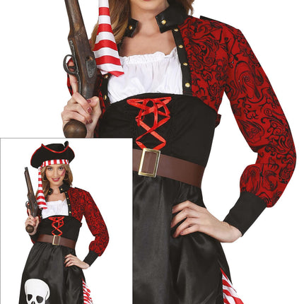 Piraat Jurk Rood Zwart Dames