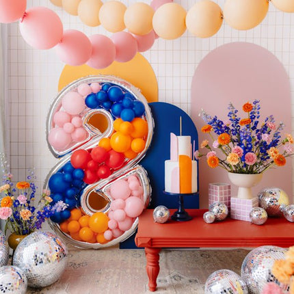 8 Jaar Ballon Frame Zilver 1,26m van Partydeco koop je bij Partywinkel