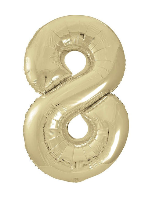 8 Jaar Cijfer Ballon Goud Glans Leeg 86cm van Unique koop je bij Partywinkel