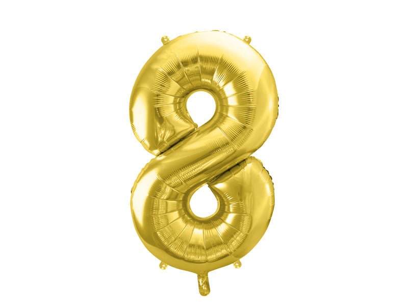 8 Jaar Cijfer Ballon Goud Leeg 72cm van Partydeco koop je bij Partywinkel
