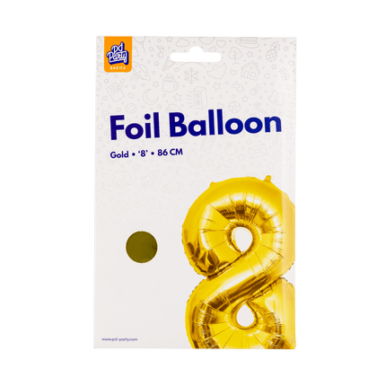 8 Jaar Cijfer Ballon Goud Leeg 86cm van Paper Dreams koop je bij Partywinkel