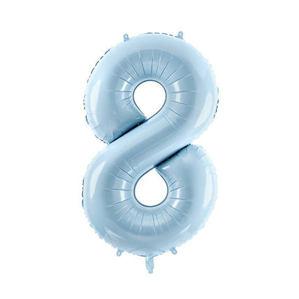 8 Jaar Cijfer Ballon Lichtblauw Leeg 72cm van Partydeco koop je bij Partywinkel