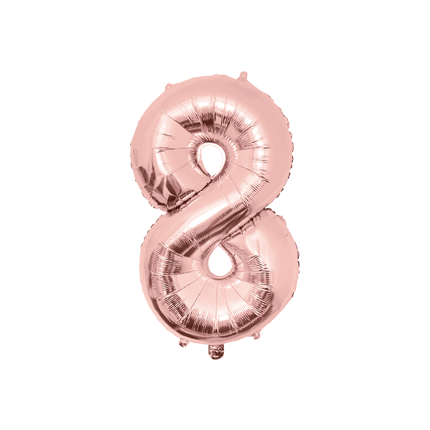 8 Jaar Cijfer Ballon Rose Goud Leeg 86cm van Paper Dreams koop je bij Partywinkel