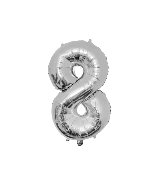 8 Jaar Cijfer Ballon Zilver Leeg 86cm van Paper Dreams koop je bij Partywinkel