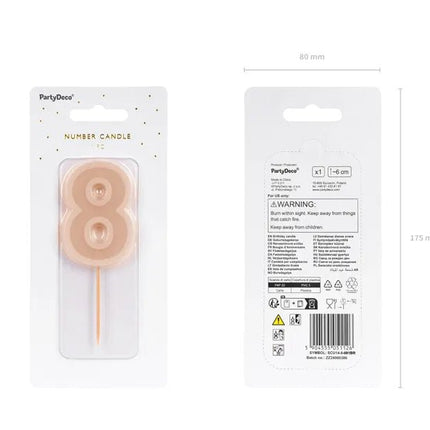 8 Jaar Kaars Nude 10cm van Partydeco koop je bij Partywinkel