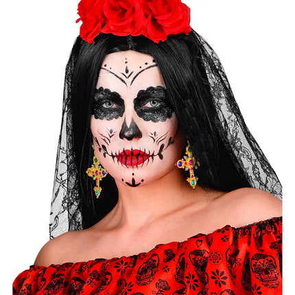 Halloween Oorbellen Kruis Met Juwelen