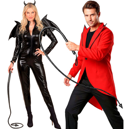 Halloween Zweep Zwart Duivel 1,8m