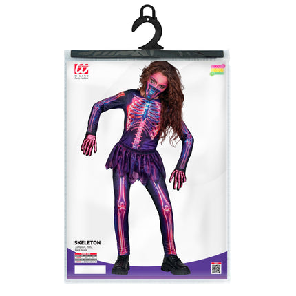 Halloween Kostuum Paars Kind Neon Skelet