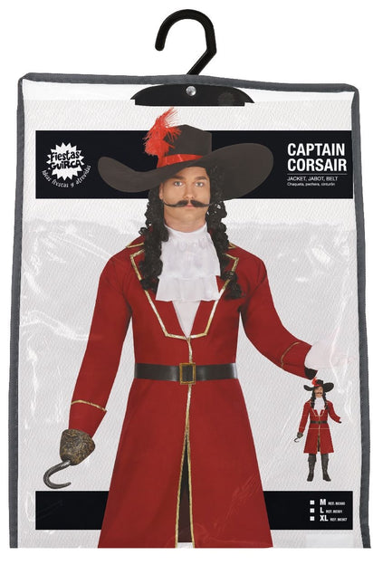 Piraat Kostuum Bordeaux Rood Heren Lang