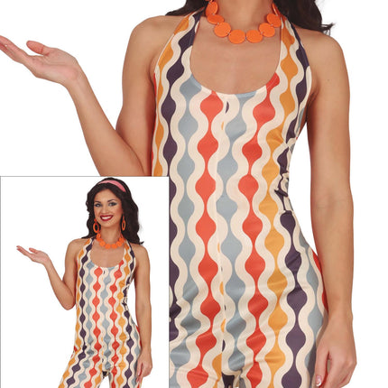 Disco 70S Jumpsuit Gekleurd Dames