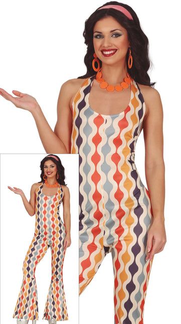 Disco 70S Jumpsuit Gekleurd Dames