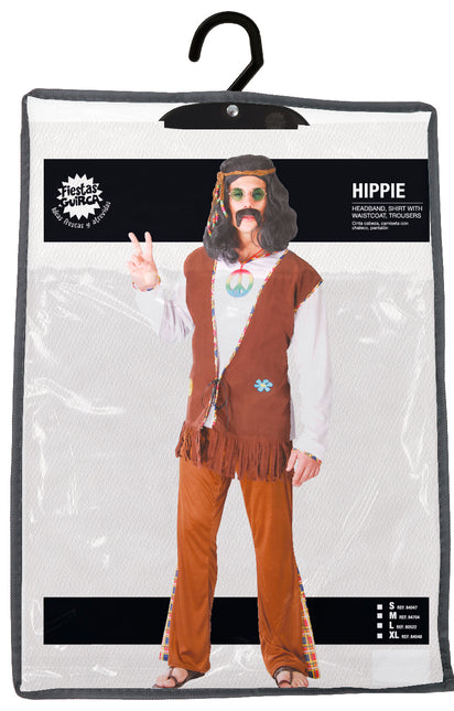 Hippie 60S Kostuum Bruin Wit Heren