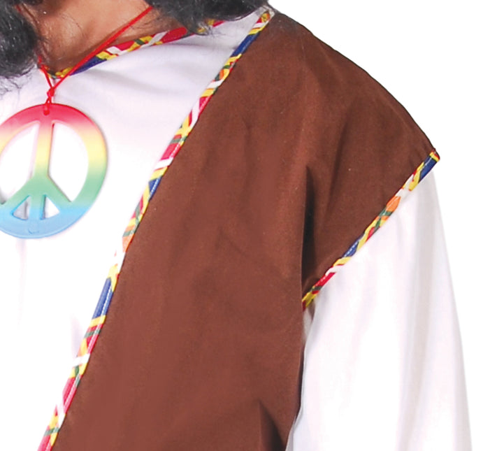 Hippie 60S Kostuum Bruin Wit Heren