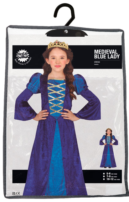 Midddeleeuwse Prinses Kostuum Blauw Meisje