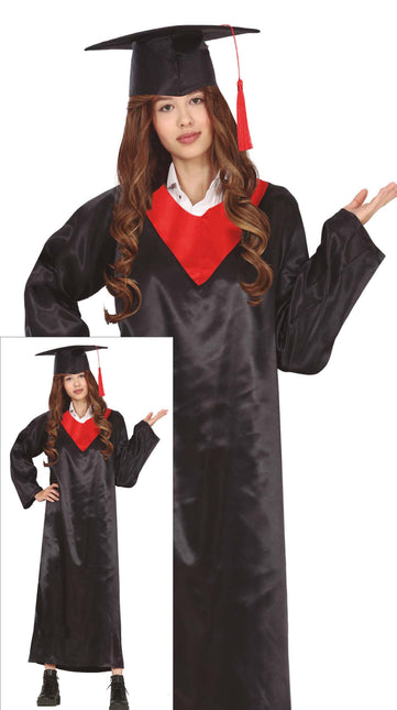 Afstudeer Toga Zwart Rood Dames