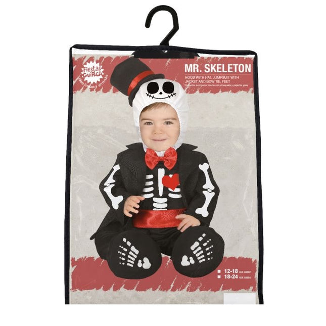 Skelet Halloween Kostuum Baby rode strik