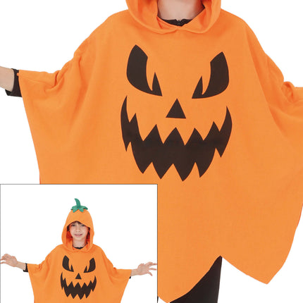 Halloween Poncho Kind Pompoen