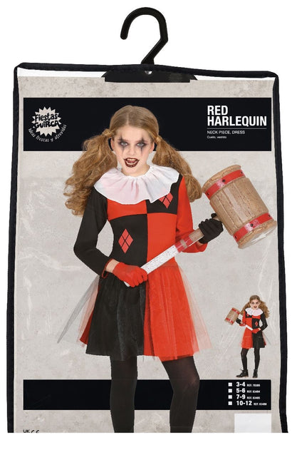 Harlekijn Halloween Kostuum Kind zwart-rood