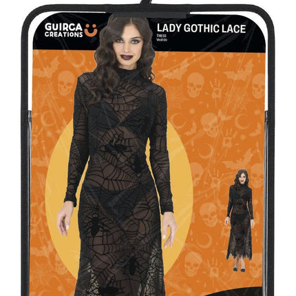 Halloween Jurk Zwart Dames Gothic Kant