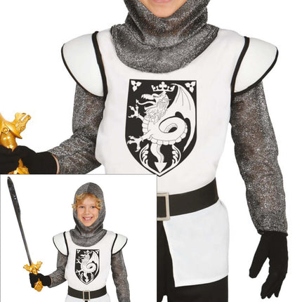 Middeleeuwse Ridder Kostuum Kind Zilver