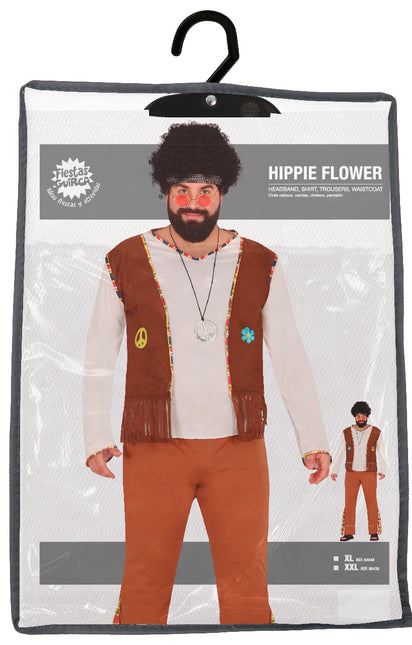 Hippie 60S Kostuum Bruin Wit Heren