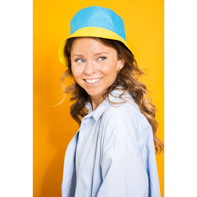 Vissershoed Colorblock Blauw/Geel