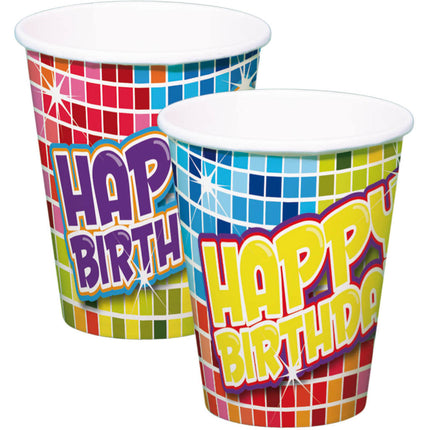 Papieren Bekers - Birthday Blocks 250 ml - 6 stuks