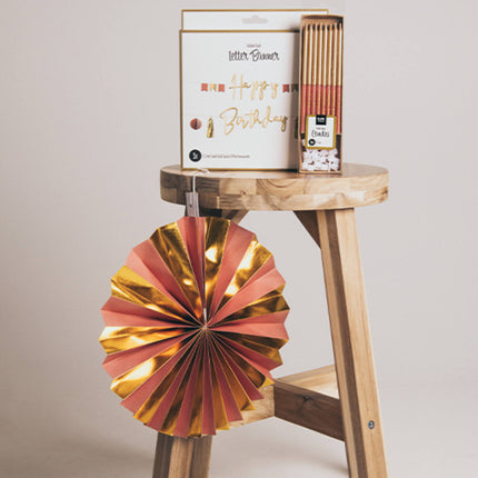 Papieren Waaiers/Rozetten Golden Dusk - 5 stuks