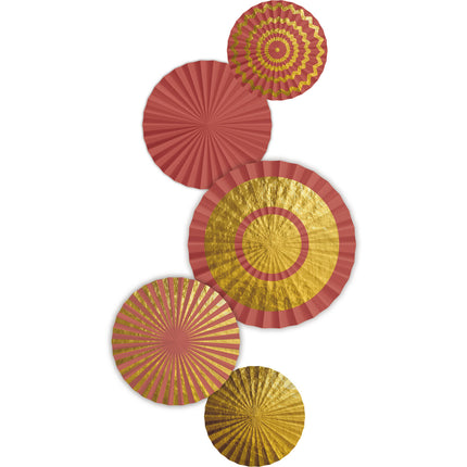 Papieren Waaiers/Rozetten Golden Dusk - 5 stuks