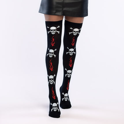 Halloween Kousen Zwart Wit Doodshoofd