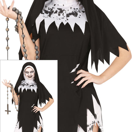 Halloween Kostuum Zwart Wit Dames Non