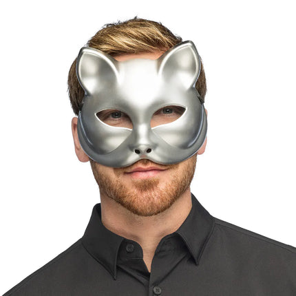 Halfmasker Kitty zilver