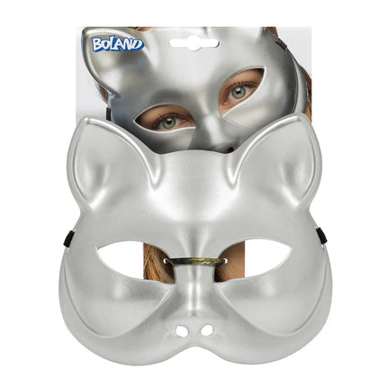 Halfmasker Kitty zilver