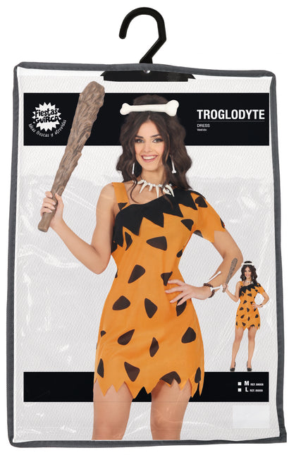 Holbewoner Jurk Zwart Oranje Dames