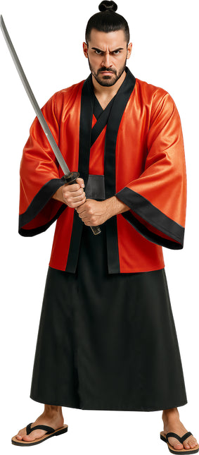 Rood Zwarte Kimono Heren 3 delig