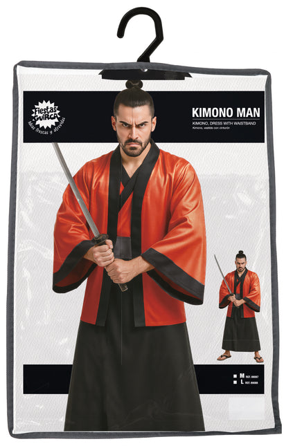 Rood Zwarte Kimono Heren 3 delig