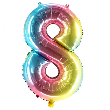 8 Jaar Cijfer Ballon Regenboog Leeg 1m
