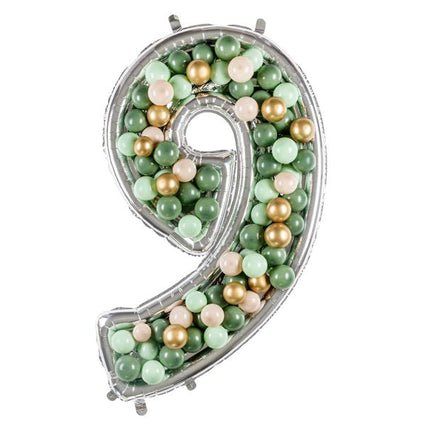 9 Jaar Ballon Frame Zilver 1,26m van Partydeco koop je bij Partywinkel