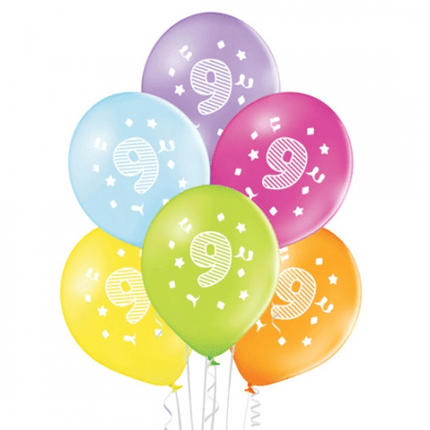 9 Jaar Ballonnen Gekleurd 30cm 10st van VDV Benefit koop je bij Partywinkel