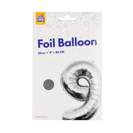 9 Jaar Cijfer Ballon Zilver Leeg 86cm van Paper Dreams koop je bij Partywinkel