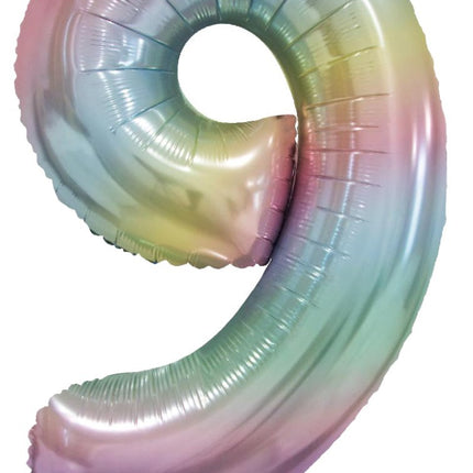 9 Jaar Helium Ballon Regenboog Pastel Leeg 86cm van WeFiesta koop je bij Partywinkel