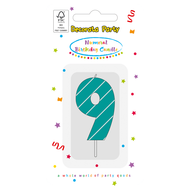 9 Jaar Kaars Lichtblauw van Procos koop je bij Partywinkel