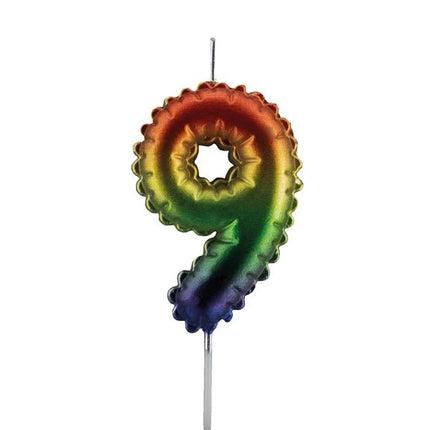 9 Jaar Kaars Regenboog 7cm van VDV Benefit koop je bij Partywinkel