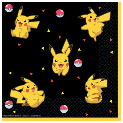 Pokemon Servetten Zwart Geel 33cm 16st